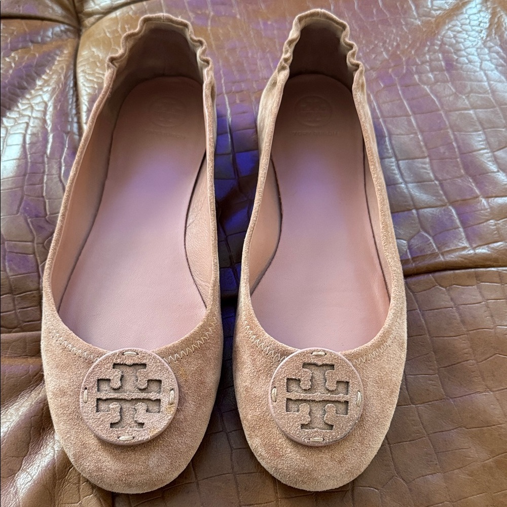 Tory Burch Women's Suede Loafers in Tan(pink undertone)